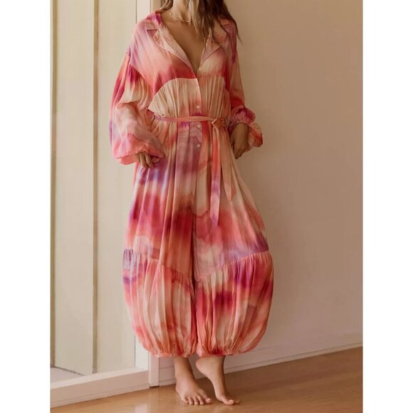 Anthropologie Pants - By Anthropologie Boho Palazzo Tie Dye Jumpsuit XL